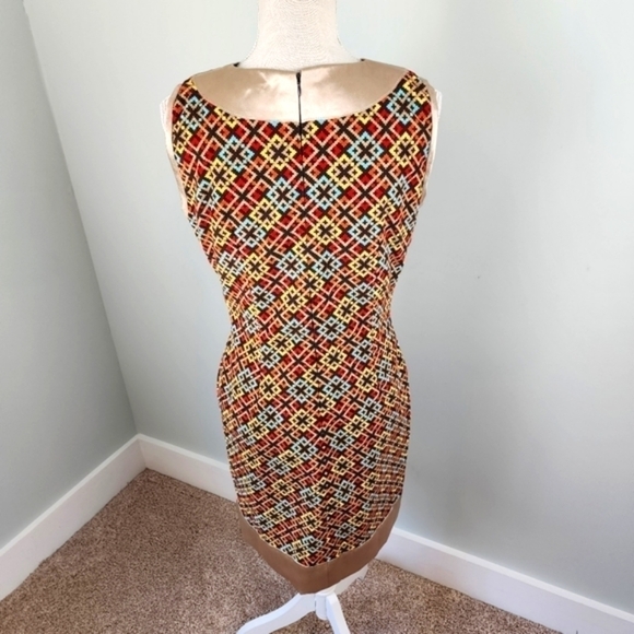 Vintage Bethy Crorother Women’s V neck Zip Back Abstract  Lined Dress Size 6 - Picture 4 of 6